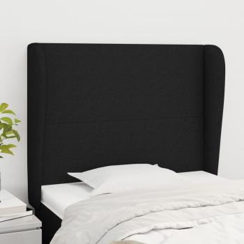 ARDEBO.de - Kopfteil mit Ohren Schwarz 93x23x118/128 cm Stoff