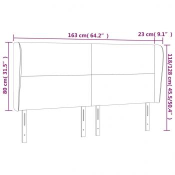 Kopfteil mit Ohren Hellgrau 163x23x118/128 cm Stoff