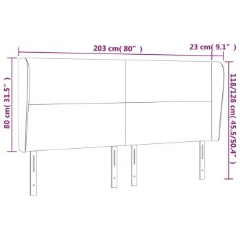 Kopfteil mit Ohren Hellgrau 203x23x118/128 cm Stoff