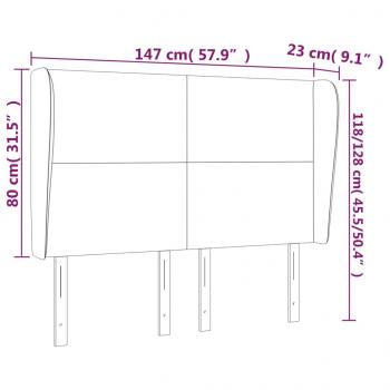 Kopfteil mit Ohren Hellgrau 147x23x118/128 cm Samt