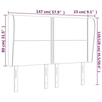 Kopfteil mit Ohren Hellgrau 147x23x118/128 cm Stoff