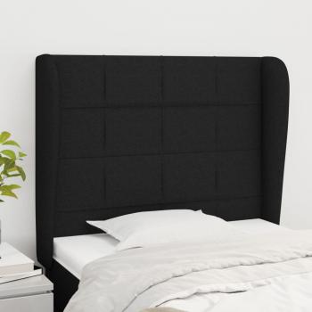 ARDEBO.de - Kopfteil mit Ohren Schwarz 93x23x118/128 cm Stoff