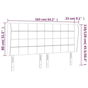 Kopfteil mit Ohren Hellgrau 163x23x118/128 cm Stoff