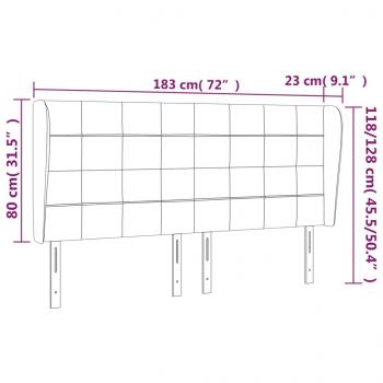 Kopfteil mit Ohren Hellgrau 183x23x118/128 cm Stoff