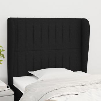 ARDEBO.de - Kopfteil mit Ohren Schwarz 93x23x118/128 cm Stoff