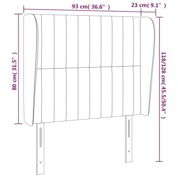 Kopfteil mit Ohren Schwarz 93x23x118/128 cm Stoff