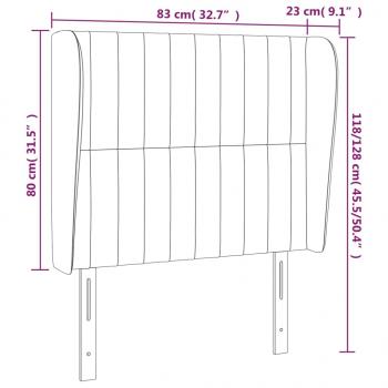 Kopfteil mit Ohren Dunkelgrau 83x23x118/128 cm Samt