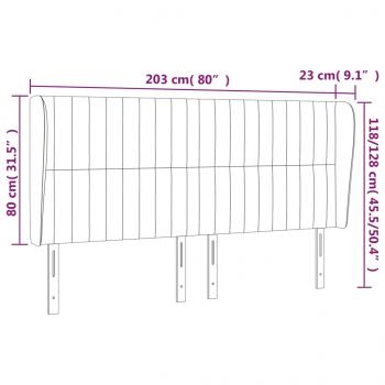 Kopfteil mit Ohren Schwarz 203x23x118/128 cm Samt