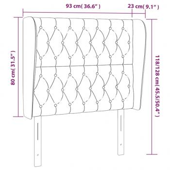 Kopfteil mit Ohren Hellgrau 93x23x118/128 cm Stoff