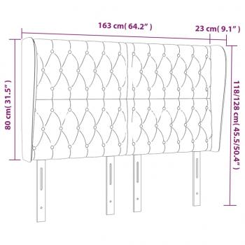 Kopfteil mit Ohren Hellgrau 163x23x118/128 cm Stoff