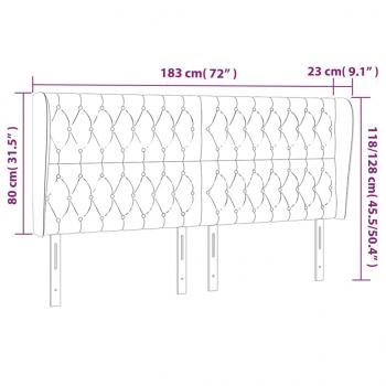 Kopfteil mit Ohren Hellgrau 183x23x118/128 cm Stoff