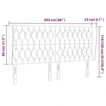 Kopfteil mit Ohren Hellgrau 203x23x118/128 cm Stoff