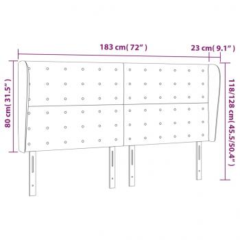 Kopfteil mit Ohren Hellgrau 183x23x118/128 cm Stoff