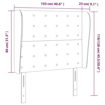 Kopfteil mit Ohren Hellgrau 103x23x118/128 cm Samt