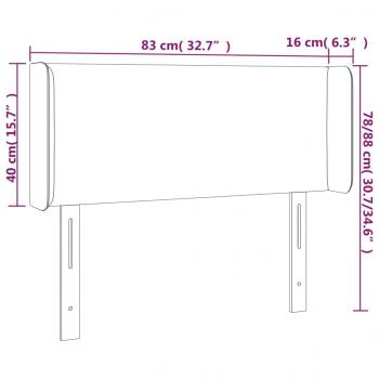 Kopfteil mit Ohren Hellgrau 83x16x78/88 cm Samt