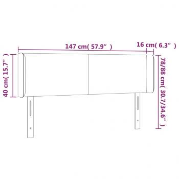 Kopfteil mit Ohren Dunkelgrau 147x16x78/88 cm Samt