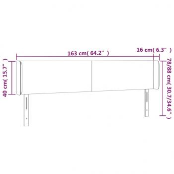 Kopfteil mit Ohren Hellgrau 163x16x78/88 cm Samt