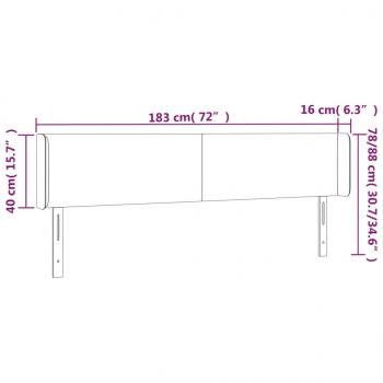 Kopfteil mit Ohren Dunkelgrau 183x16x78/88 cm Samt