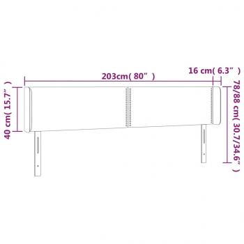 Kopfteil mit Ohren Dunkelgrau 203x16x78/88 cm Samt