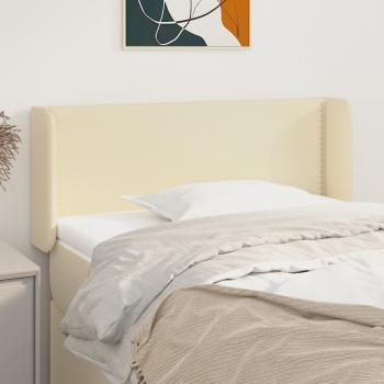 ARDEBO.de - Kopfteil mit Ohren Creme 93x16x78/88 cm Kunstleder