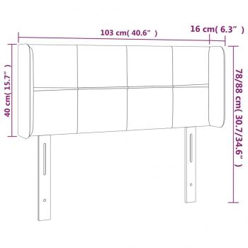 Kopfteil mit Ohren Hellgrau 103x16x78/88 cm Samt