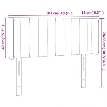 Kopfteil mit Ohren Hellgrau 103x16x78/88 cm Samt