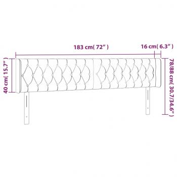 Kopfteil mit Ohren Hellgrau 183x16x78/88 cm Samt