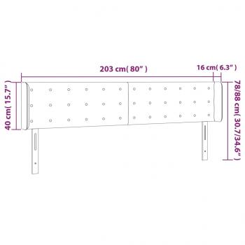 Kopfteil mit Ohren Schwarz 203x16x78/88 cm Samt