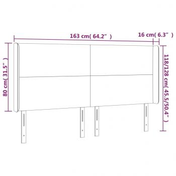 Kopfteil mit Ohren Hellgrau 163x16x118/128 cm Stoff