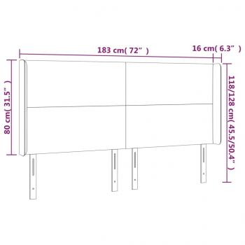 Kopfteil mit Ohren Hellgrau 183x16x118/128 cm Stoff