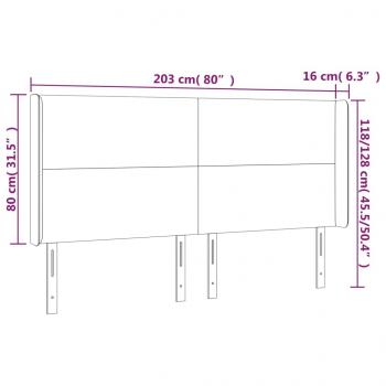 Kopfteil mit Ohren Hellgrau 203x16x118/128 cm Stoff