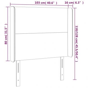 Kopfteil mit Ohren Hellgrau 103x16x118/128 cm Samt