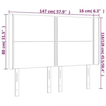 Kopfteil mit Ohren Hellgrau 147x16x118/128 cm Stoff