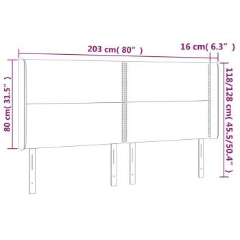 Kopfteil mit Ohren Hellgrau 203x16x118/128 cm Stoff