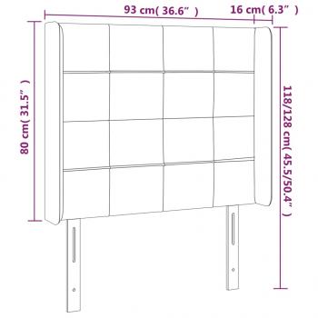 Kopfteil mit Ohren Hellgrau 93x16x118/128 cm Stoff