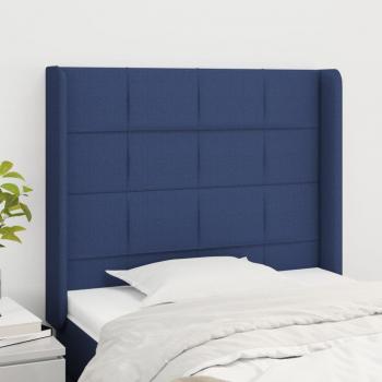 ARDEBO.de - Kopfteil mit Ohren Blau 93x16x118/128 cm Stoff