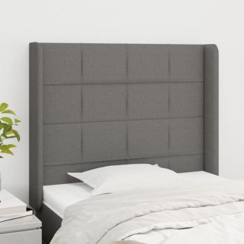 ARDEBO.de - Kopfteil mit Ohren Dunkelgrau 103x16x118/128 cm Stoff