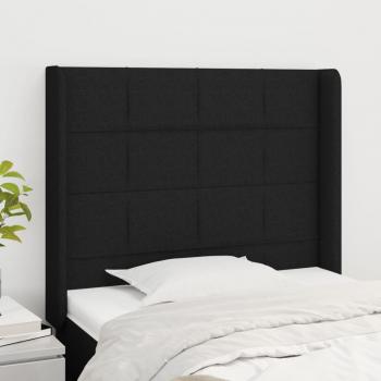 ARDEBO.de - Kopfteil mit Ohren Schwarz 103x16x118/128 cm Stoff