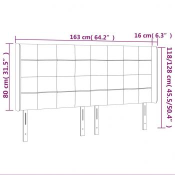 Kopfteil mit Ohren Schwarz 163x16x118/128 cm Stoff