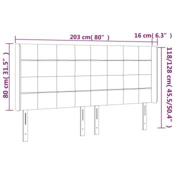 Kopfteil mit Ohren Hellgrau 203x16x118/128 cm Stoff