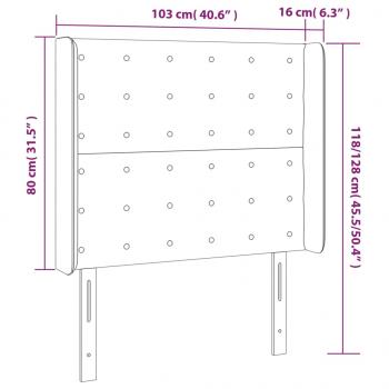 Kopfteil mit Ohren Schwarz 103x16x118/128 cm Kunstleder