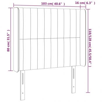 Kopfteil mit Ohren Hellgrau 103x16x118/128 cm Samt