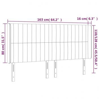 Kopfteil mit Ohren Hellgrau 163x16x118/128 cm Samt