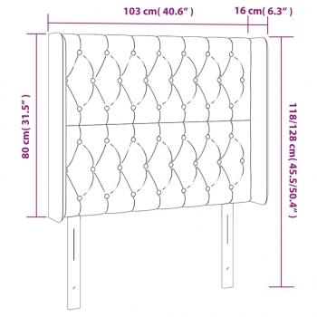 Kopfteil mit Ohren Hellgrau 103x16x118/128 cm Stoff