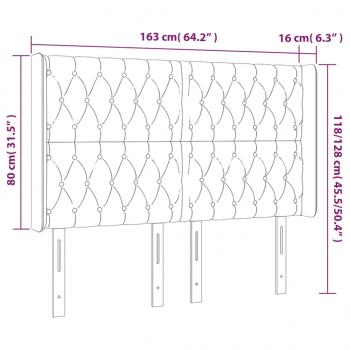 Kopfteil mit Ohren Hellgrau 163x16x118/128 cm Stoff