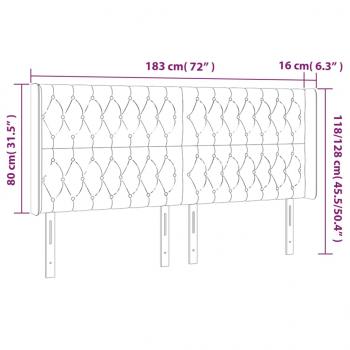 Kopfteil mit Ohren Hellgrau 183x16x118/128 cm Stoff