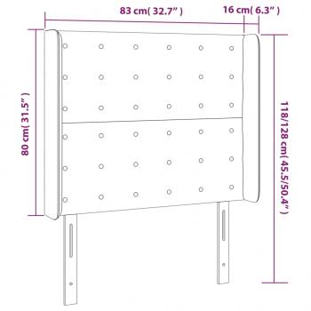 Kopfteil mit Ohren Hellgrau 83x16x118/128 cm Samt