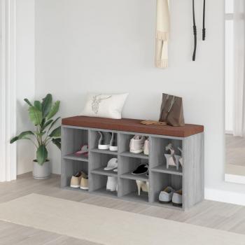 ARDEBO.de - Schuhbank Grau Sonoma 103x30x48 cm Holzwerkstoff