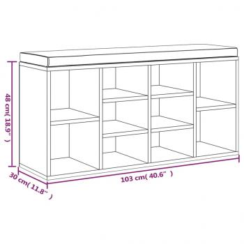 Schuhbank Grau Sonoma 103x30x48 cm Holzwerkstoff