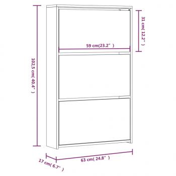 Schuhschrank mit Spiegel 3 Fächer Räuchereiche 63x17x102,5 cm